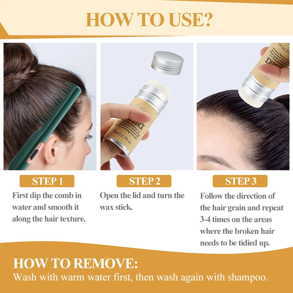 Haarwachsstift für Perücken Professioneller Haarwachsstift Gelcreme Nicht fettend Styling Haarwachsstift für Männer Frauen Bruchhaare Artefakt