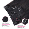 Seamless Clip ins Extensions Human Hair Straight Brazilian Remy Real Natural Hair 8Pcs 120G/Set Clip on Human Hair Extensions