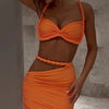 Nibber Sexy Women 2 Piece Set Bandage Ruched Square Collar Bra+Skinny Long Skirts 2025 Summer Vacation Beach Party Trend Suits