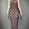 Sparkly Rhinestones Sleeveless Long Dress Elegant Dark Mesh Celebrate Evening Wedding Prom Gown Birthday Dress Photograph Wear