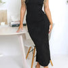 Sexy Damen Langes Kleid Raffiniert Ärmellos Schmal Uni Sommer Party Rückenschlitz Kleid Clubwear Weibliche Vestido Outfits