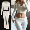 TARUXY Women Spring Outfits Casual Zipper Sweater Hoodie Set High Waist Flare Pants Suits Pink Knitted Womens Y2k Two Piece Set