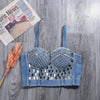 Irene Tinnie Sexy Cute Loch Cartoon Dekoration Push Up Bustier Damen Jeans Bralette Cropped Top Weste Große Größe