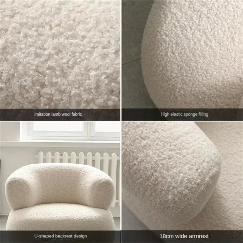 Kleines Wohnzimmer Balkon Freizeit kleines Sofa Lammwolle Einzelsessel Ins-Stil Faul Sofa Stuhl