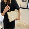 Ladies Fashion Large Capacity Chain Bag Retro Square Tote Bag Diamond Texture Shoulder Crossbody Daily Hundred Underarm Handbag