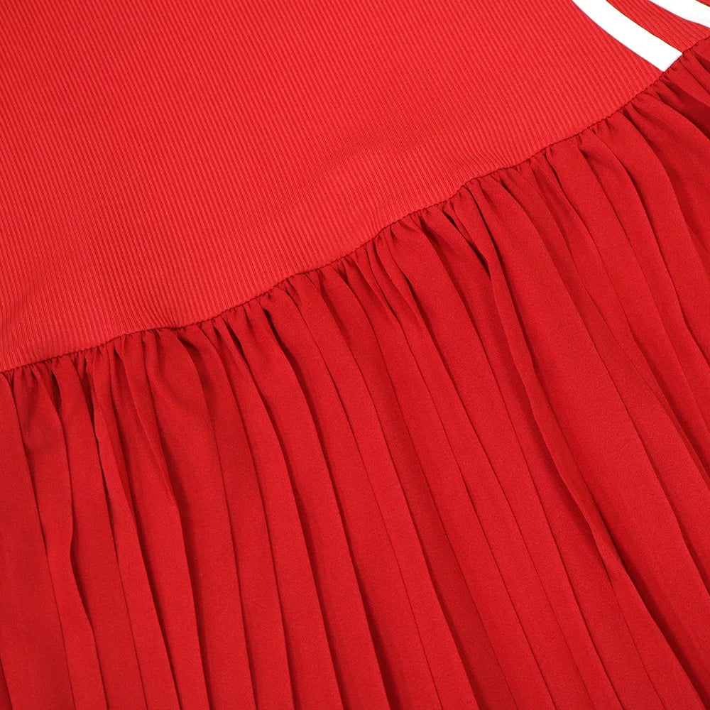 Women's Sleeveless Side Striped Stretch Pleated Mini Dress for 2025 Summer Sexy Casual Short Dresses Sports Streetwear Clothing