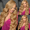 27# Honey Blond Body Wave 13x4 Lace Frontal Human Hair Wigs Brazilian Colored Loose Water Wave 13x6 HD Lace Front Wig For Women