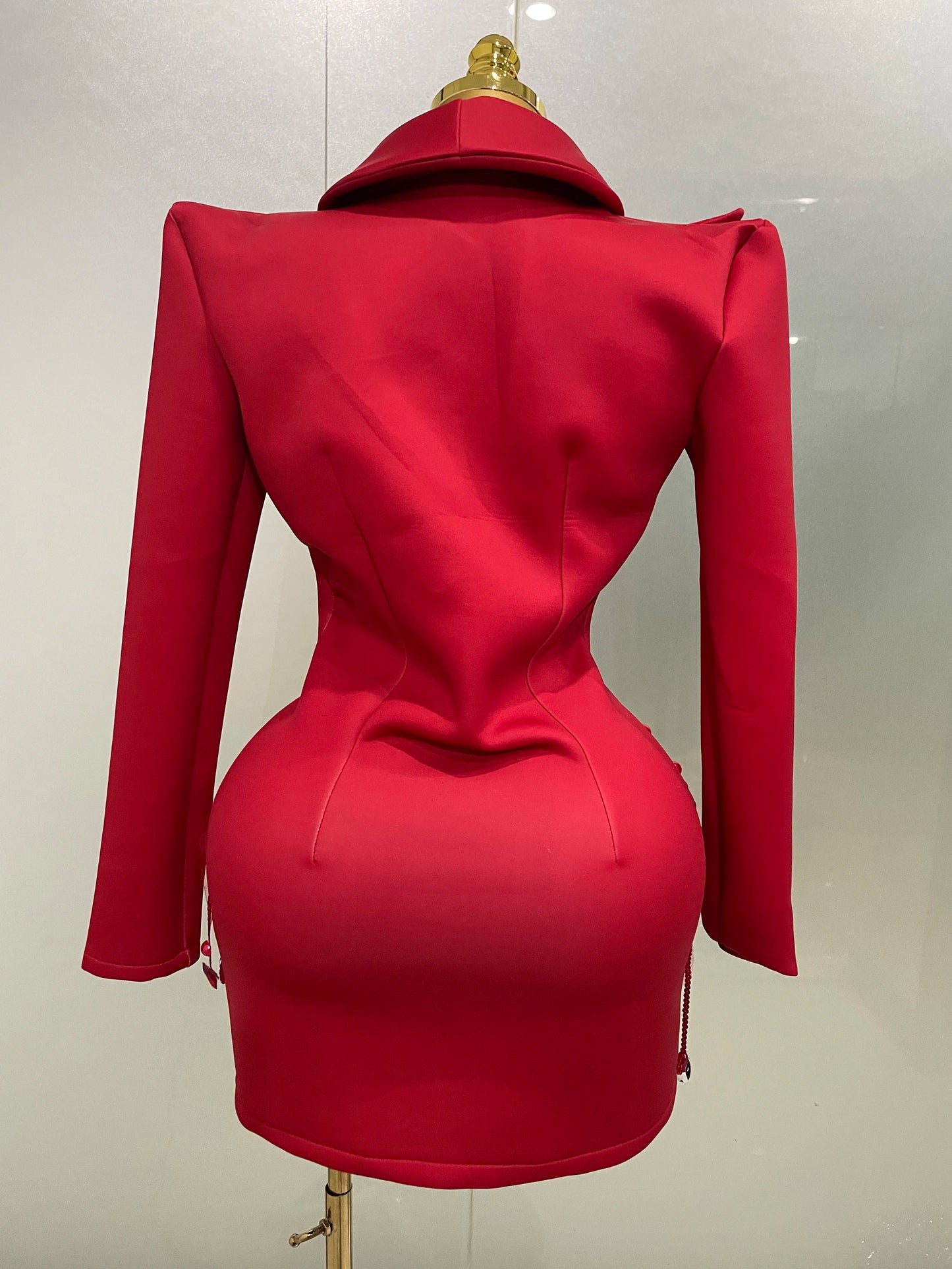 Glitzernde Kristallketten Perlen Langarm Minikleid 2025 Damen Geburtstag Abendparty Nachtclub Outfit Sängerin Hochzeitskostüm