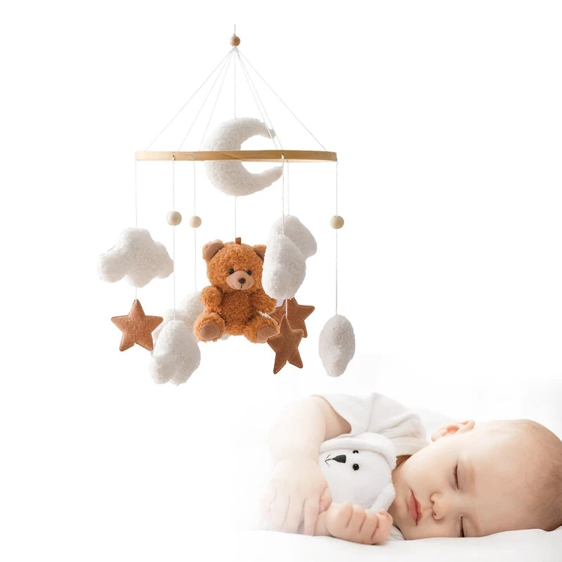 Baby-Kinderbett-Mobile-Rassel-Spielzeug 0-12 Monate Säugling Weicher Filz Teddy Samt Rosa Bär Bettglocke Hängendes Spielzeug Halterung Babybett Mädchen Spielzeug