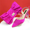 Latest Women Italian Shoes and Matching Bags Decorated with Rhinestone Elegant Pointed Toe Wedding Shoes Bride