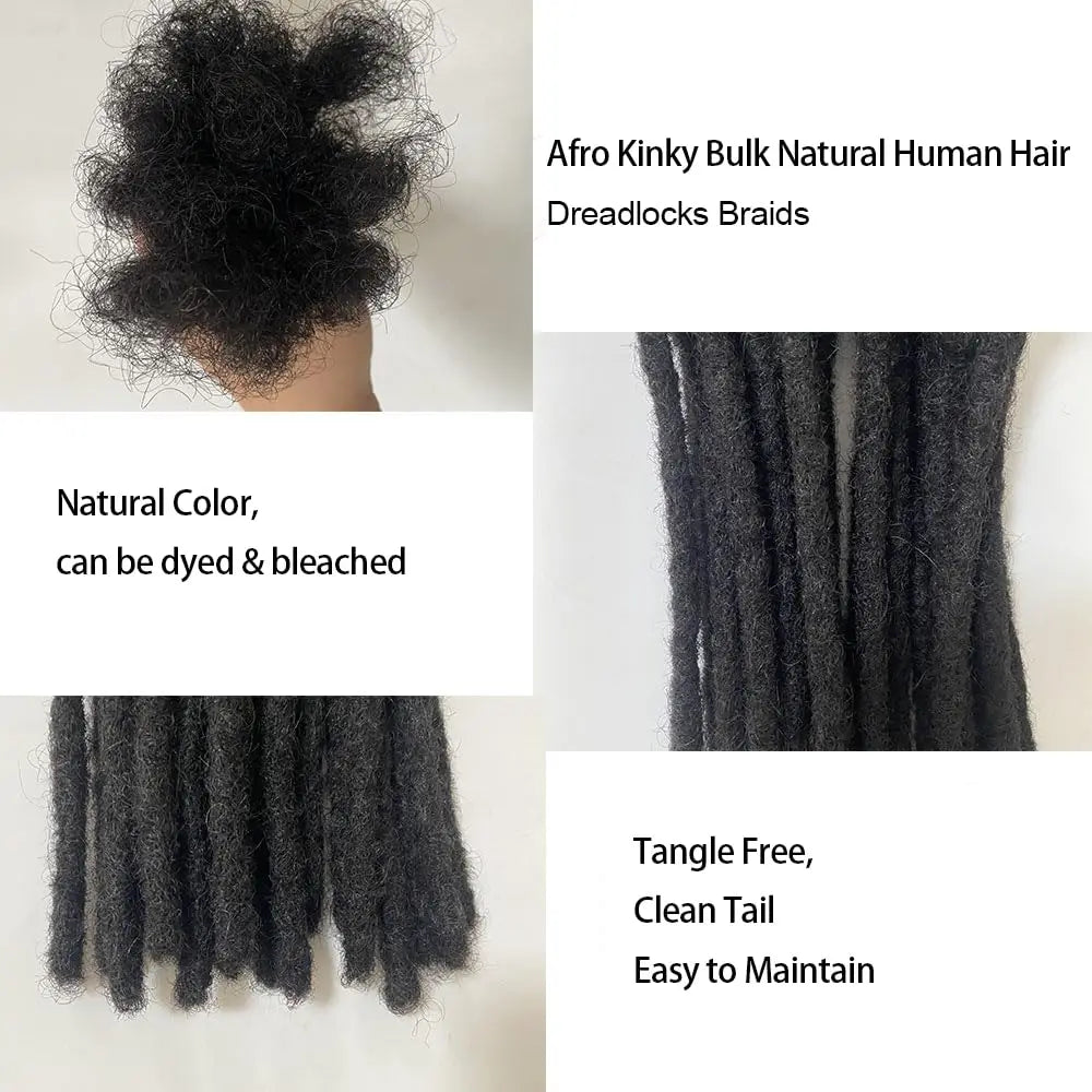 Dreadlock Extensions Echthaar für Männer/Frauen 0,6 cm Breite Permanente Loc Extensions 20 Stränge 8 Zoll Brasilianische Dreadlocks