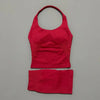 2 Pieces Sports Set Women Backless Halter Tops High Waist Seamless Hight Stretch Shorts Gym Suit Sportswear Workout Sets