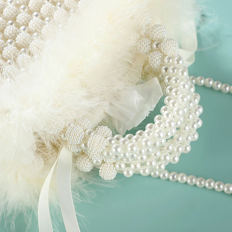 Edle Kristallperlen-Abendtasche Hochzeit Clutch mit Perlenkette Neue handgefertigte Perlenketten-Umhängetasche Handtasche Abendkleidtasche