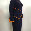 Elegantes Damen-Bürokleid, Rundhals, Rüschenkante, Langarm, Formelles Business, Farbblock, A-Linien-Berufskleidung, Neuer Stil