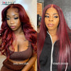 13X4 HD Transparente Lace Front Perücken Burgunderrote Echthaarperücken Vorgezupft 30 Zoll Body Wave Lace Front Perücken für Frauen Gelockt