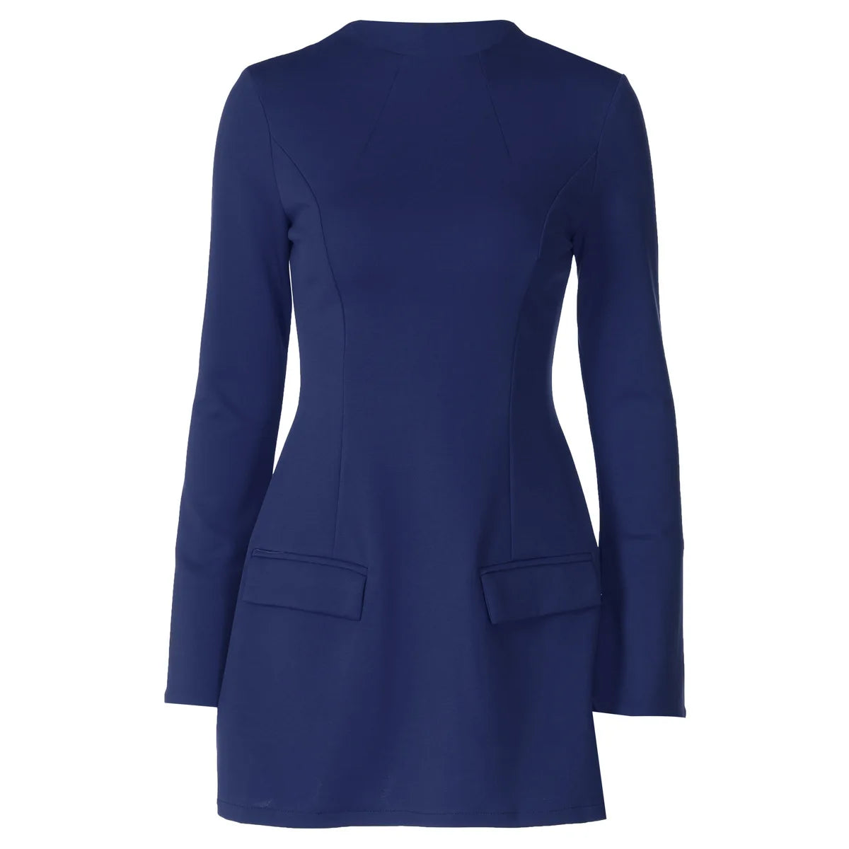 Hugcitar 2024 Frühling O-Ausschnitt Langarm Uni Patchwork Reißverschluss Sexy Bodycon Minikleid Damen Mode Outfits Geburtstagsparty Y2K