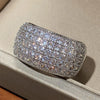 Huitan Micro Paved 5 Lines CZ Ring for Women Bling Bling Fashion Luxury Female Ring Party Engagement Wedding Bands Jewelry Hot