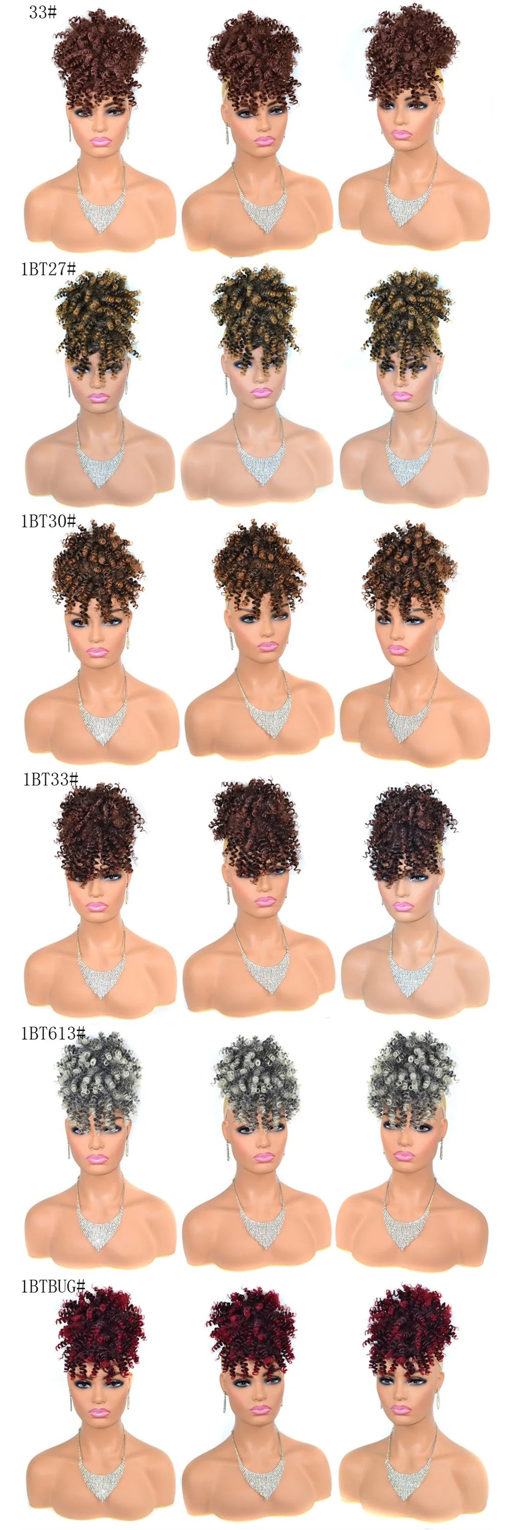 Synthetic Afro Puff Drawstring Ponytail Hair Bun 10 Inch Short Afro Kinkys Curly Afro Bun Extension Hairpieces Large Size