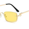 Halbrahmen Eckige Sonnenbrille für Damen Luxusmarke Kleine Metall Retro Rechteckige Schwarze Sonnenbrille Damen Mode Brille