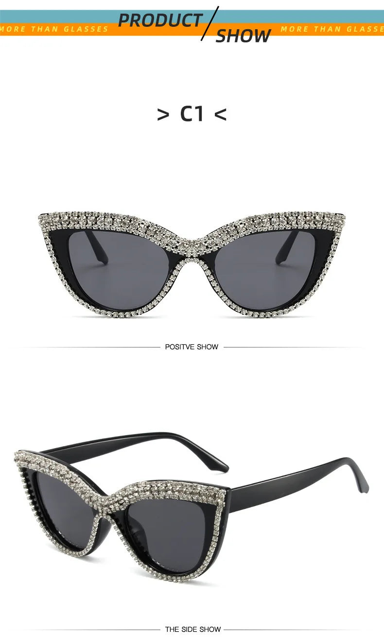 Blumen Katzenaugen Retro Strass Sonnenbrille für Damen Elegant Fashion Herren Trend Designer Outdoor Party Sonnenbrillen Eyewear