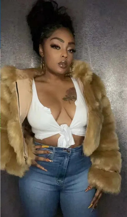 Women Warm Faux Fur Coat Winter Vintage Gradient Jacket Furry Outerwear Jackets Hooded Coats Plus Size Autumn Winter Streetwear