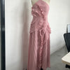 Chic pleated halter neck long vacation dress high quality purple strapless Lotus Edge Maxi Dress 2026 New Lady Vacation Gowns