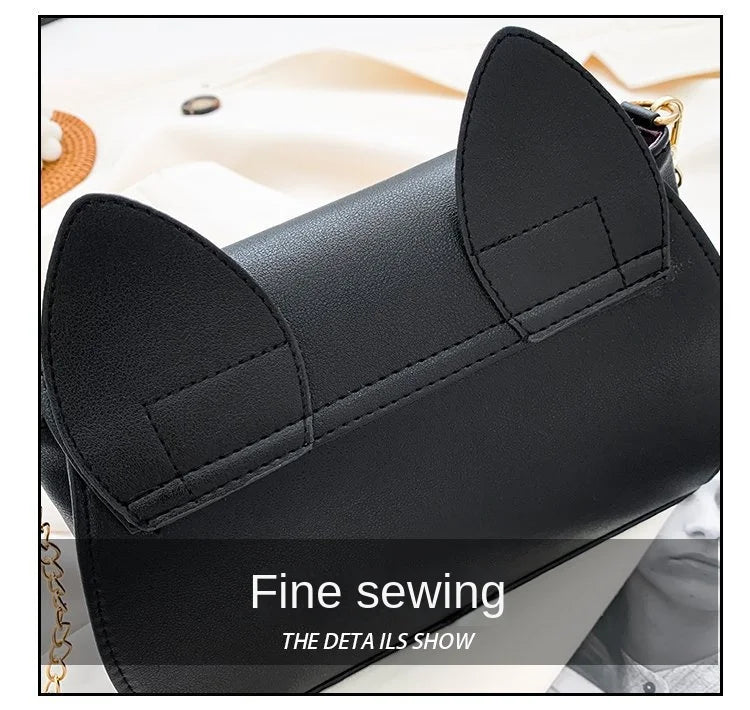 Summer Sailor Moon Ladies Handbag Black Luna Cat Shape Chain Shoulder Bag PU Leather Women Messenger Crossbody Small Bag Purses