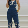 New Summer Fashion Printed Sleeveless Jumpsuit Sexy Hollow Backless Lace Up Long Jumpsuits Elegant Casual Jumpsuit With Pocket