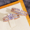 Huitan Sparkling 2Pcs Set Cubic Zirconia Rings for Women Wedding Engagement Fashion Jewelry Luxury Trendy Female Rings Wholesale