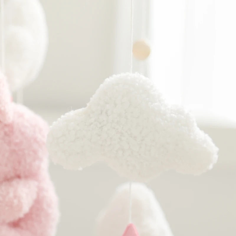 Baby-Kinderbett-Mobile-Rassel-Spielzeug 0-12 Monate Säugling Weicher Filz Teddy Samt Rosa Bär Bettglocke Hängendes Spielzeug Halterung Babybett Mädchen Spielzeug