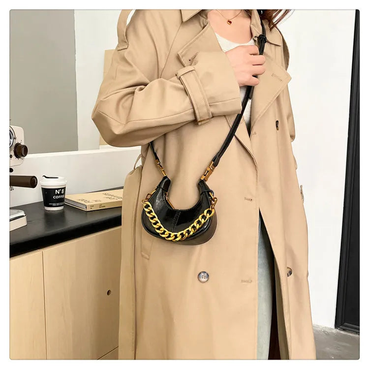 2024 Herbst Winter Mini Umhängetaschen für Damen Luxus Halbmond-Handtaschen für Damen Handtaschen mit Griff Weibliche kleine Tasche