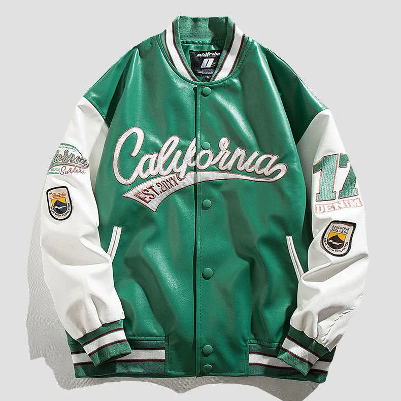 Street Popular Letter Flocking Embroidered Jacket And Coat Men 2023 New Y2K Harajuku Hip Hop Spliced Motorcycle Baseball Uniform