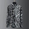 Fashion Men's Luxury Retro Print Shirt Crown Diamond Casual Social Shirt Long Sleeve Slim Fit Business Party Dress Shirt XS-6XL