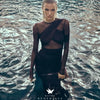 Articat Elegantes Mesh-Patchwork Langarm-Bodycon Party Club Abendkleid Sexy Doppellagiges Perspektivkleid Herbstkleidung