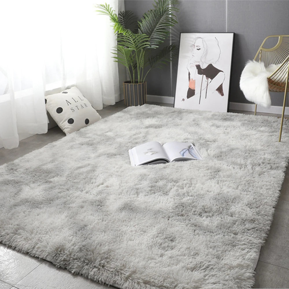 Grauer Teppich für Wohnzimmer Plüsch Teppich Schlafzimmer Boden Flauschige Matten Anti-Rutsch Home Decor Teppiche Weiche Samt Teppiche Kinderzimmer Decke
