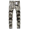 2023 New  Casual Mens Cotton Jeans Elastic Slim Skinny White Camouflage Printing Jeans Male Thin Denim Pants Vaqueros Hombre