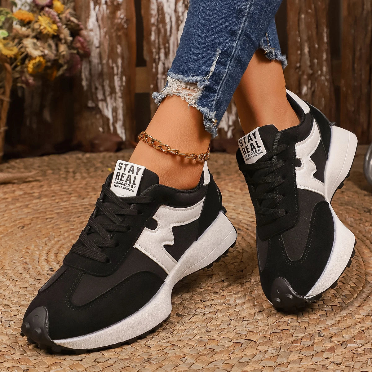 Fashionable New Comfortable Casual Women's Shoes Spring and Autumn Hot Selling Round Head Thick Bottom Anti Slip Sports Shoes