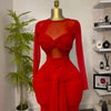 New Women's Long Dresses Sexy Round Neck Full Sleeve High Waist Elegant Splice Bodycon Evening Vestidos Maxi Party Night Dress