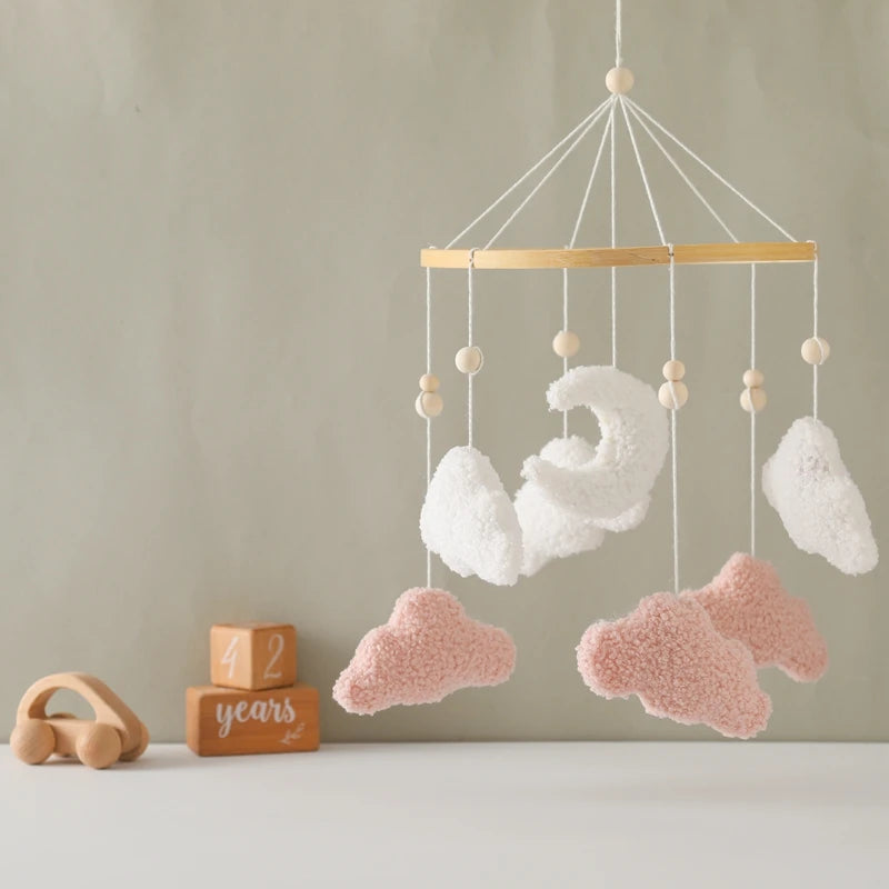 Baby-Kinderbett-Mobile-Rassel-Spielzeug 0-12 Monate Säugling Weicher Filz Teddy Samt Rosa Bär Bettglocke Hängendes Spielzeug Halterung Babybett Mädchen Spielzeug