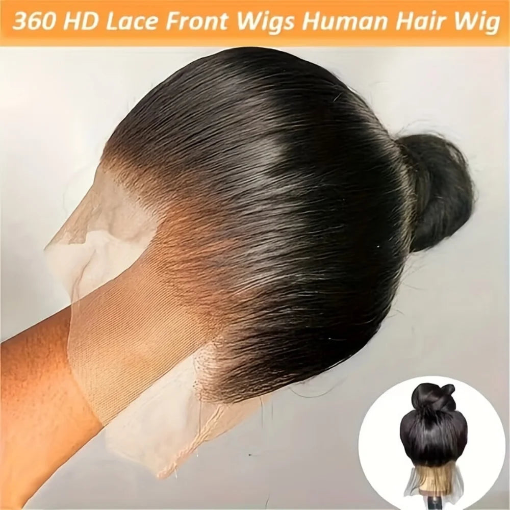 360 HD Lace Front Wig Human Hair 250% Density Body Wave Transparent Lace Frontal Wig Pre-Plucked Hair Full Hairline Natural Wigs