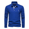 AIOPESON Deer Embroidery Men's Polo Shirts Solid Color Long Sleeve Polo Shirts for Men New Spring Social Business Polos Male