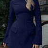 Hugcitar 2024 Frühling O-Ausschnitt Langarm Uni Patchwork Reißverschluss Sexy Bodycon Minikleid Damen Mode Outfits Geburtstagsparty Y2K