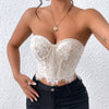 Women Floral Lace Off The Shoulder Crop Tube Top Sexy Strapless Sleeveless Bandeau Tops Y2K Going Out Night Club Party Crop Tops