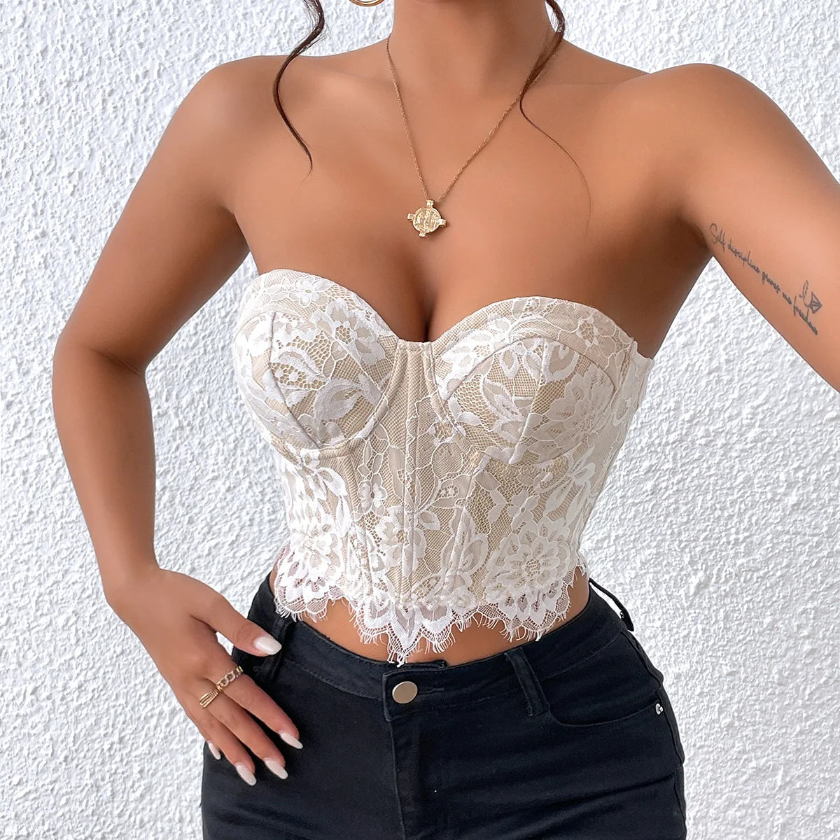 Women Floral Lace Off The Shoulder Crop Tube Top Sexy Strapless Sleeveless Bandeau Tops Y2K Going Out Night Club Party Crop Tops