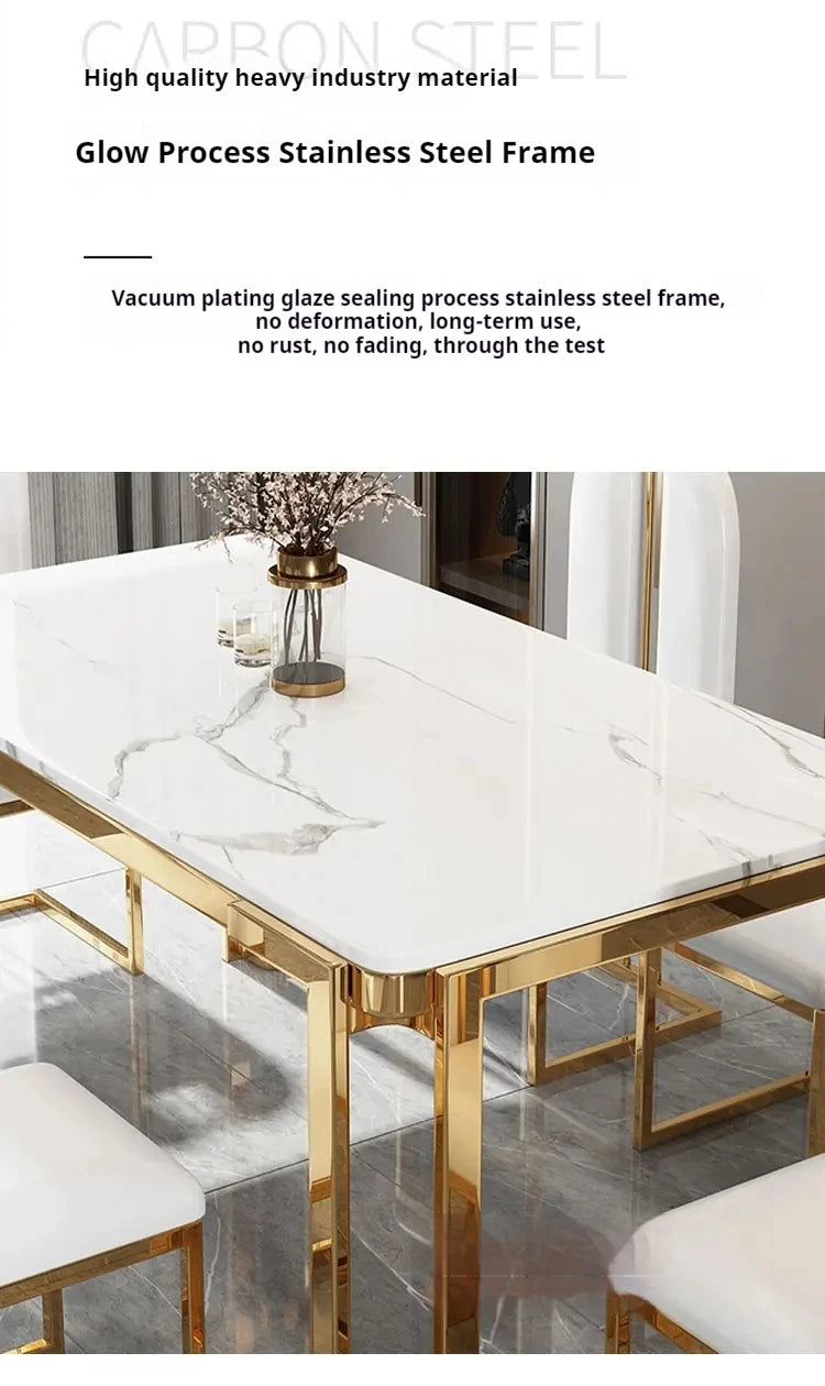 Einzigartige Luxus-Esstischstühle mit modernen Metallbeinen, rechteckiger Esstisch im platzsparenden nordischen Design, Mesa De Comedor Möbel