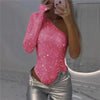 2025 Spice Girls Sexy Pailletten-Top, One-Shoulder, eng anliegend, mit Strasssteinen, einfarbig, Silber, einteilig, Mode, Party, Nachtclub, Sommer-Top