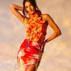 New Rosered Women Sexy Florals Backless Bodycon Tops Celebrate Nightclub Party Bar Dancer DJ Performance Costume