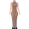 Sparkly Rhinestones Sleeveless Long Dress Elegant Dark Mesh Celebrate Evening Wedding Prom Gown Birthday Dress Photograph Wear