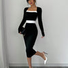 Autumn Winter Sweater Dress for Women 2024 New Arrivals Square Neck High Waist Long Knitted Dress Korean Maxi Dresses
