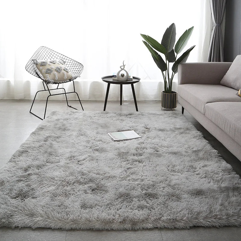 Grauer Teppich für Wohnzimmer Plüsch Teppich Schlafzimmer Boden Flauschige Matten Anti-Rutsch Home Decor Teppiche Weiche Samt Teppiche Kinderzimmer Decke